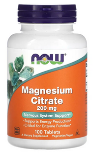Магній цитрат, Magnesium Citrate, Now Foods, 200 мг, 100 таблеток