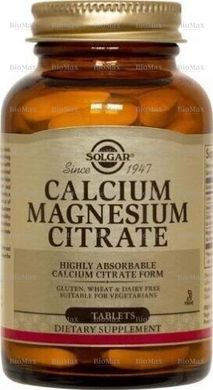 Цитрат кальцію та магнію, Calcium Magnesium Citrate, Solgar, 200/100 mg, 100 таблеток