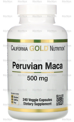 Мака перуанская, Peruvian Maca, California Gold Nutrition, 500 мг, 240 капсул