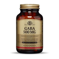 ГАМК, Гамма-аминомасляная кислота, GABA, Solgar, 500 мг, 100 капсул