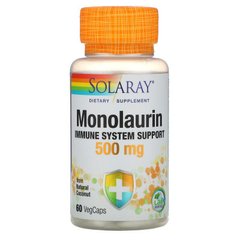 Монолаурін, Monolaurin, Solaray, 500 мг, 60 капсул