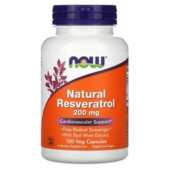Натуральний ресвератол, Natural Resveratrol, Now Foods, 200 мг, 120 рослинних капсул