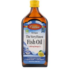 Рыбий жир с натуральным лимонным вкусом, Омега 3, Fish Oil, Carlson Labs, 500 мл