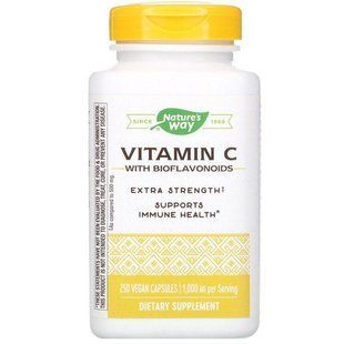 Вітамін С (аскорбінова кислота), Vitamin C-1000, Nature's Way, з біофлавоноїдами, 250 веганських капсул