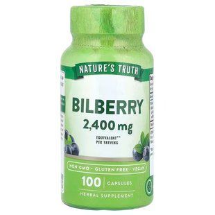 Чорниця, Bilberry, Nature's Truth, 2400 мг, 100 вегетаріанських капсул (1200 мг у капсулі)
