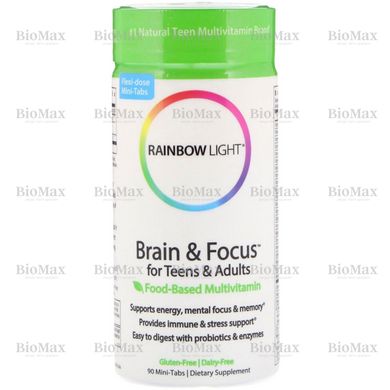 Витамины для подростков, Brain & Focus, Rainbow Light, 90 мини таблеток