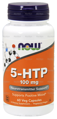 5-гидрокситриптофан, 5-HTP, Now Foods, 100 мг, 60 капсул