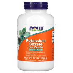 Чистый порошок цитрата калия, Pure Potassium Citrate Powder, Now Foods, 340 г