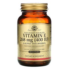 Натуральный витамин Е, Vitamin E, Solgar, 268 мг, 400 МЕ, 100 капсул