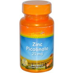 Цинк пиколинат, Zinc Picolinate, Thompson, 25 мг, 60 таблеток