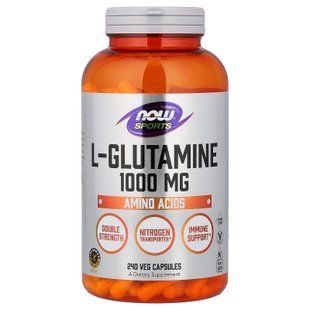 L-глютамін, L-Glutamine, Now Foods, Sports, подвійна сила, 1000 мг, 240 вегетаріанських капсул