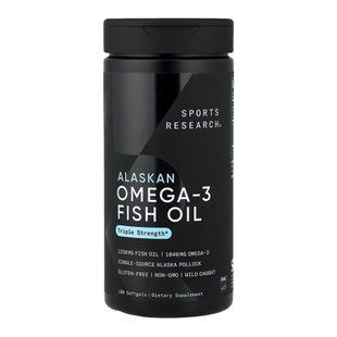 Омега-3 з риб'ячого жиру аляскинського минтаю, Alaskan Omega-3 Fish Oil, Sports Research, потрійної сили, 1250 мг, 180 гелевих капсул