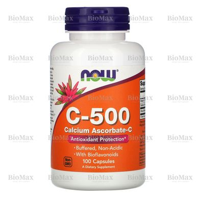 Витамин C-500, аскорбат кальция-C, C- 500, Calcium Ascorbate- C, Now Foods, 500 мг, 100 капсул