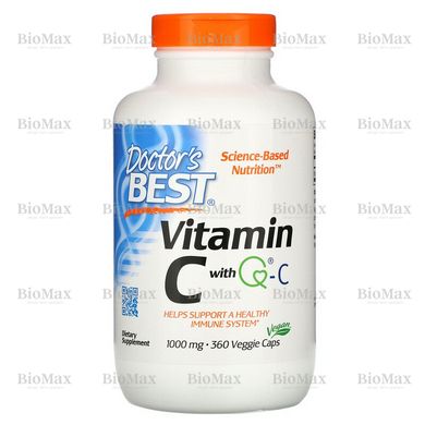 Витамин C, Vitamin C with Quali-C, Doctor's Best, 1000 мг, 360 вегетарианских капсул