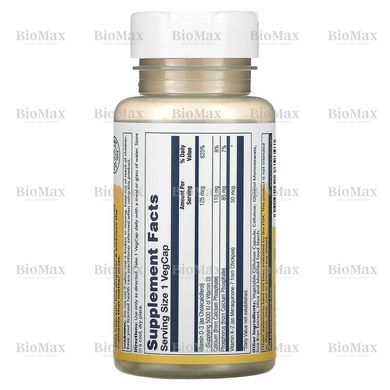Витамин Д-3 и К2, 5000 МО/110 мг, Vitamin D-3, D3, & K-2, Solaray, 60 капсул